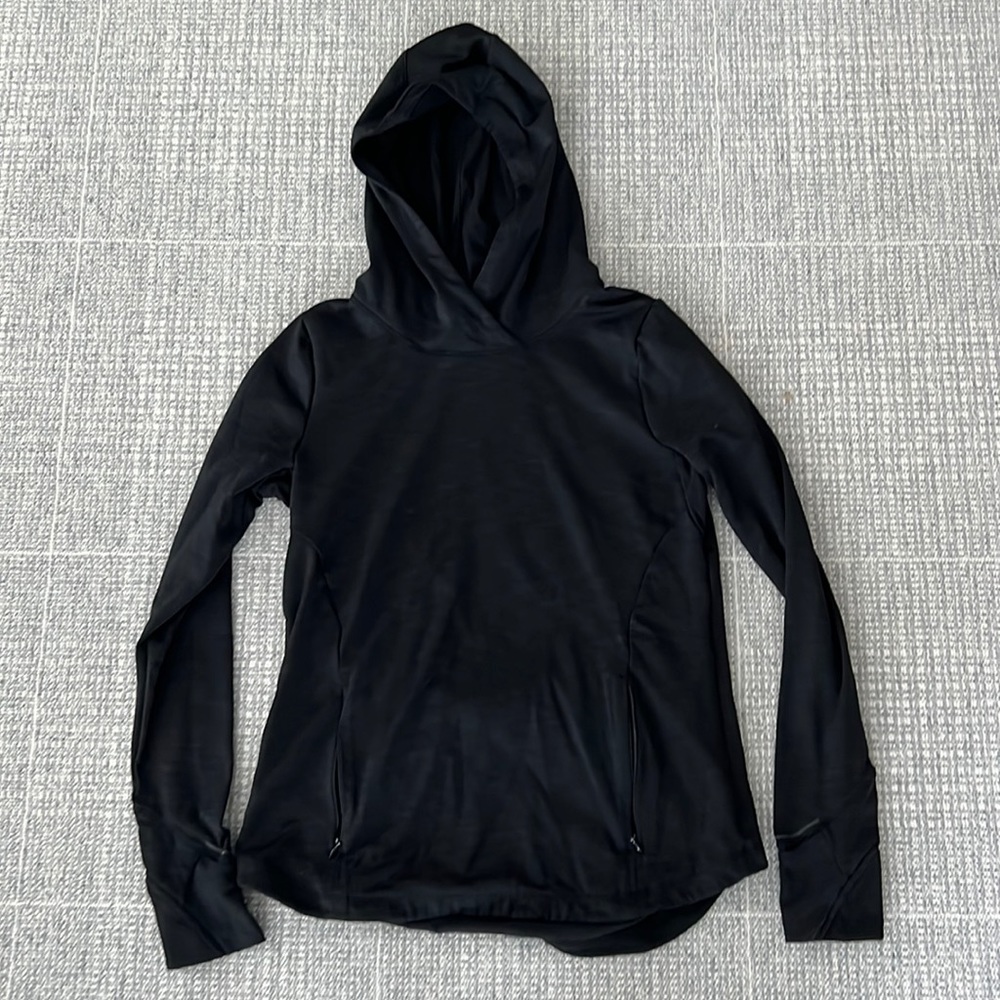 Women’s Athleta, Heather , black hoodie, pull over, running, small